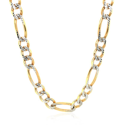 7.0mm 14K Yellow Gold Solid Pave Figaro Chain - Alexandria Jewelry & Company Beverly Hills