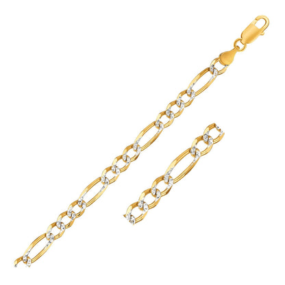 7.0mm 14K Yellow Gold Solid Pave Figaro Chain - Alexandria Jewelry & Company Beverly Hills