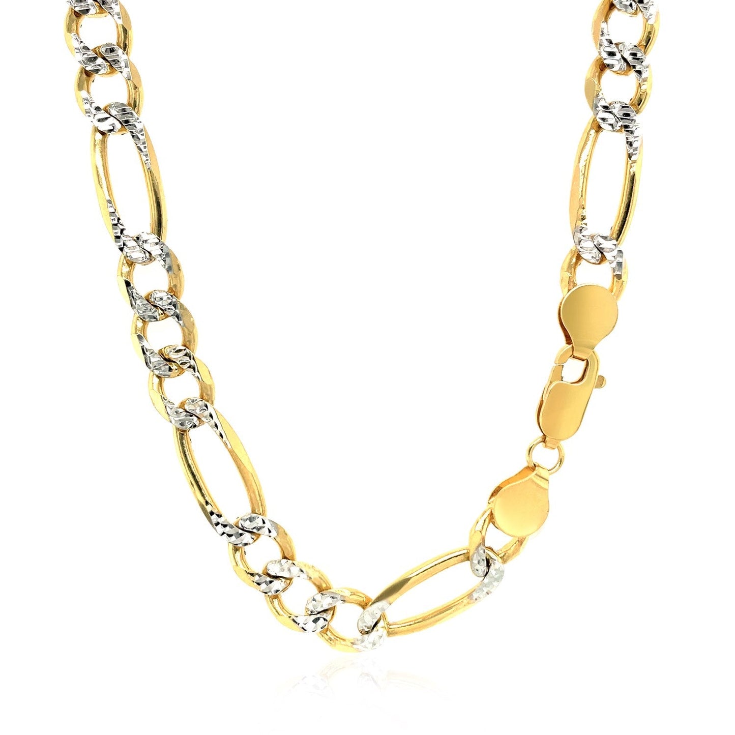 7.0mm 14K Yellow Gold Solid Pave Figaro Chain - Alexandria Jewelry & Company Beverly Hills