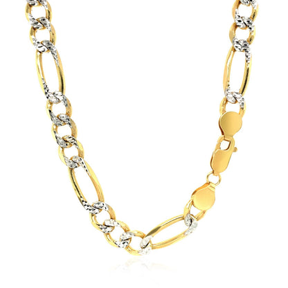 7.0mm 14K Yellow Gold Solid Pave Figaro Chain - Alexandria Jewelry & Company Beverly Hills