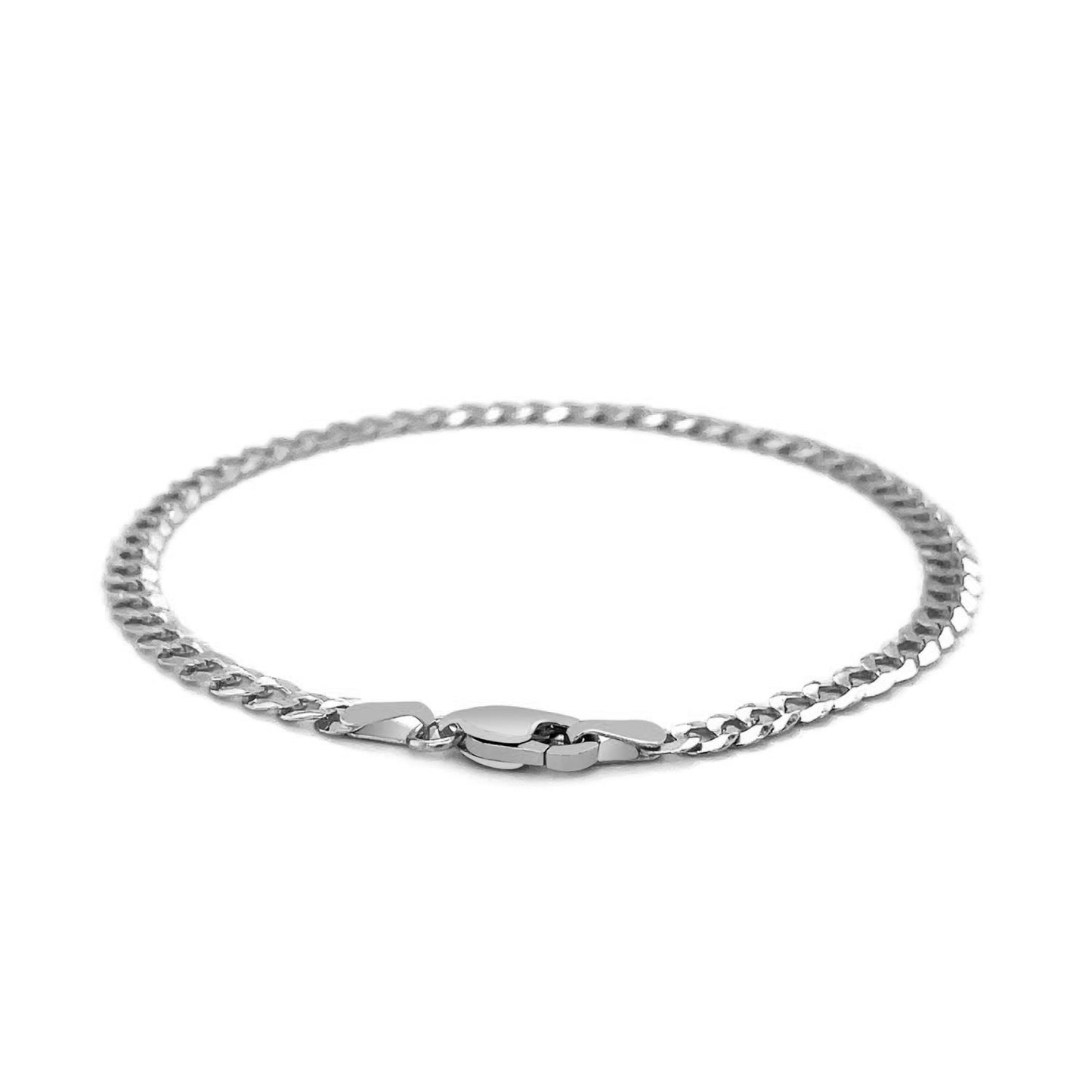 3.6mm 14k White Gold Solid Curb Bracelet