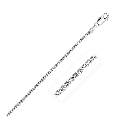 2.2mm Sterling Silver Rhodium Plated Wheat Chain