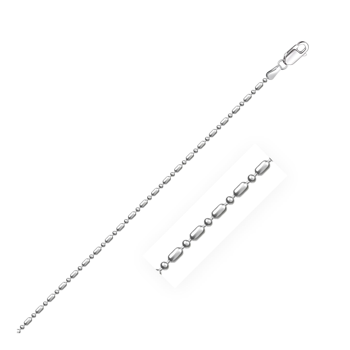 14k White Gold Diamond-Cut Alternating Bead Chain 1.2mm