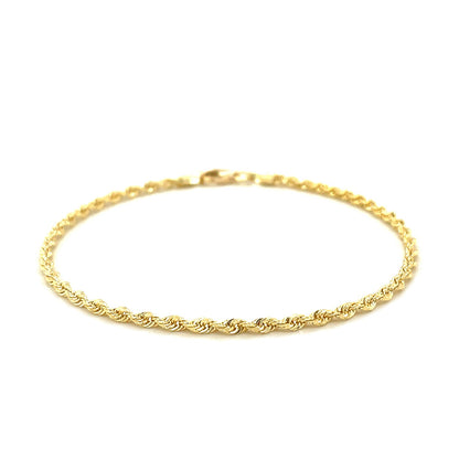 2.5mm 14k Yellow Gold Solid Diamond Cut Rope Bracelet