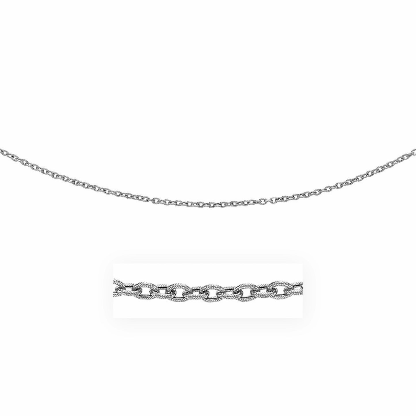 3.5mm 14k White Gold Pendant Chain with Textured Links