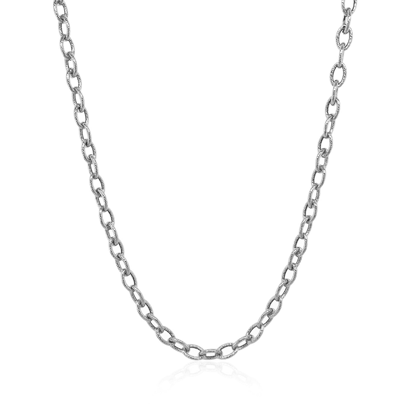 3.5mm 14k White Gold Pendant Chain with Textured Links