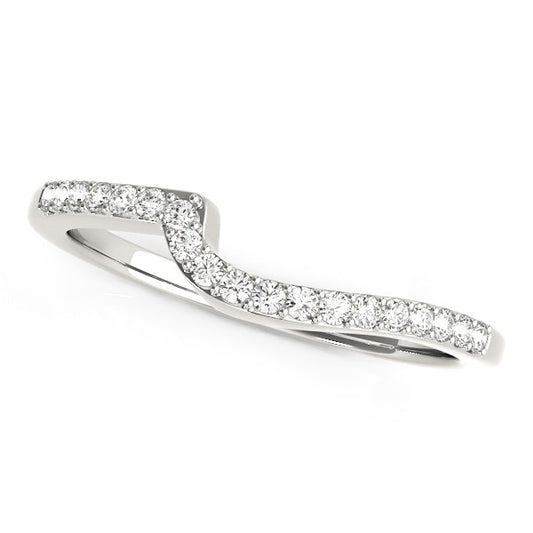 14k White Gold Curved Design Round Diamond Wedding Band (1/4 cttw)