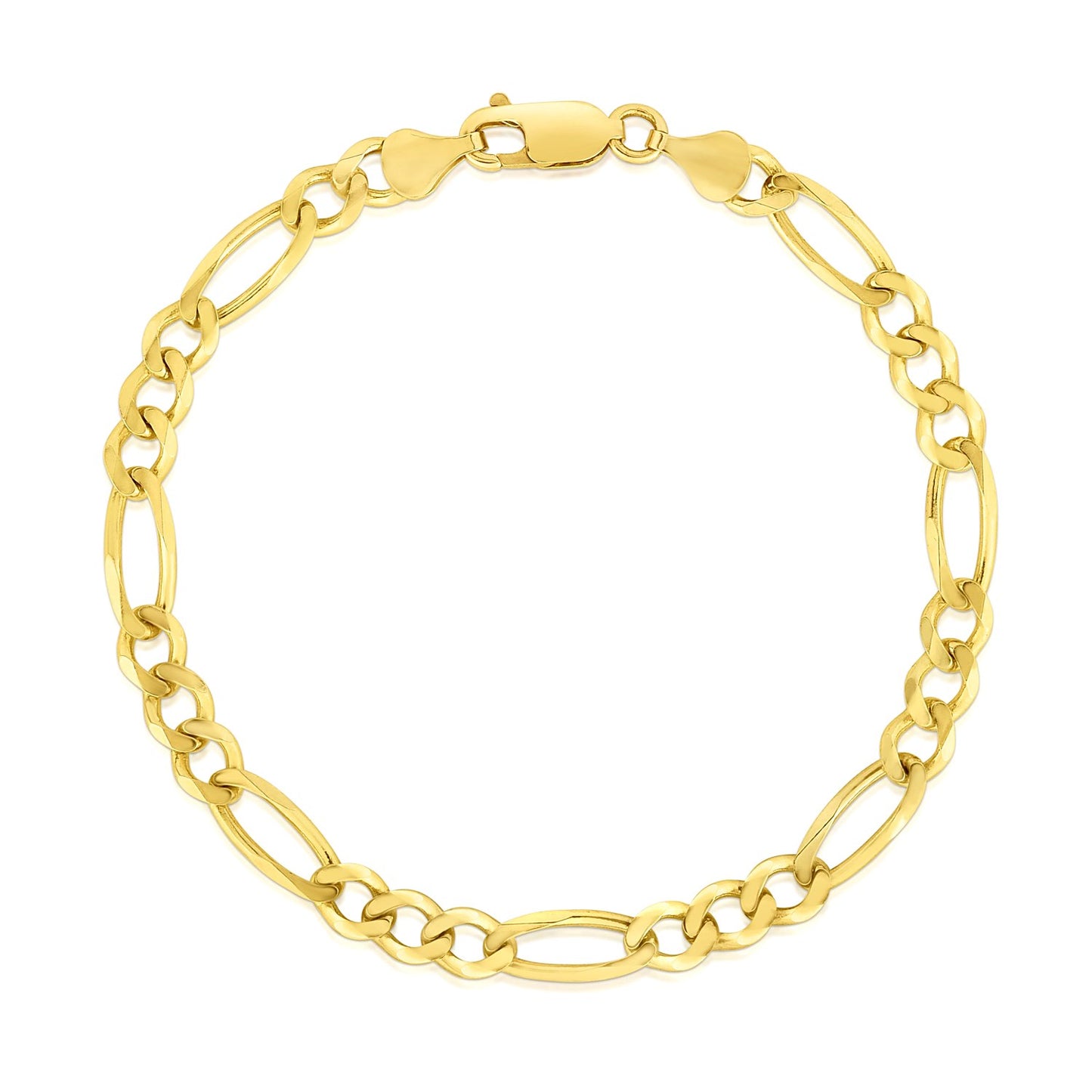 4.5mm 14k Yellow Gold Solid Figaro Bracelet