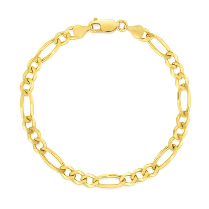 4.5mm 14k Yellow Gold Solid Figaro Bracelet