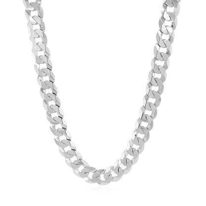 Rhodium Plated 7.2mm Sterling Silver Curb Style Chain