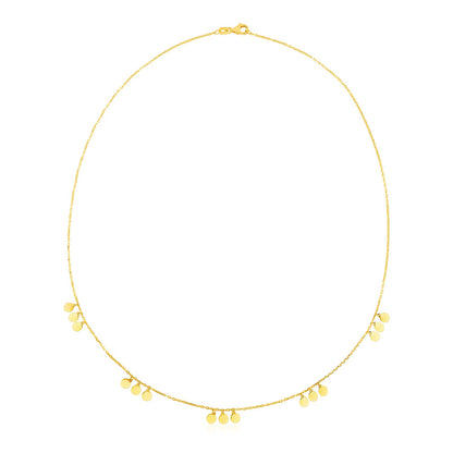 14k Yellow Gold Necklace with Circle Dangle Stations