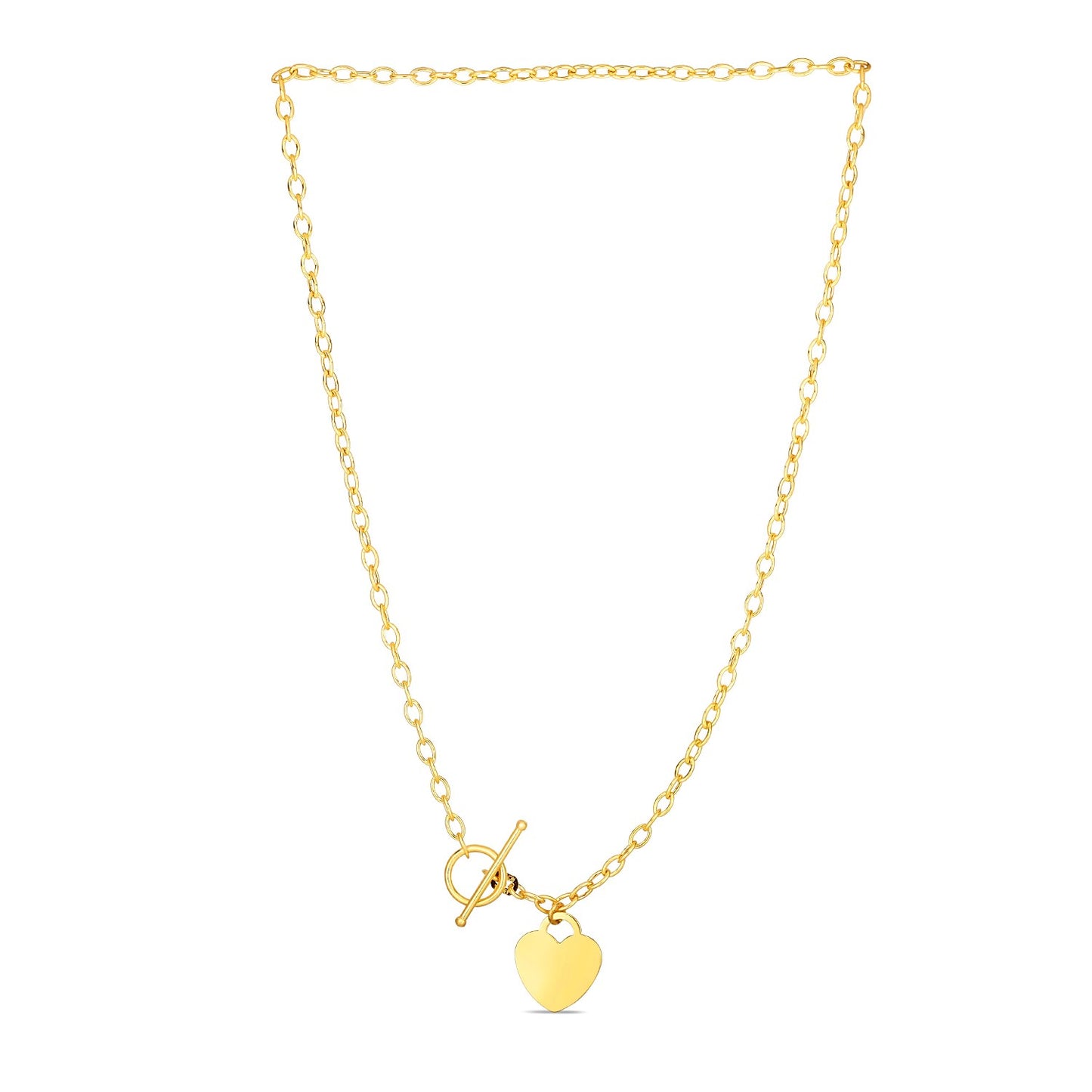 Toggle Necklace with Heart Charm in 14k Yellow Gold