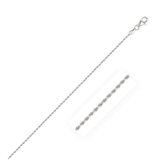 10k White Gold Solid Diamond Cut Rope Chain 1.5mm