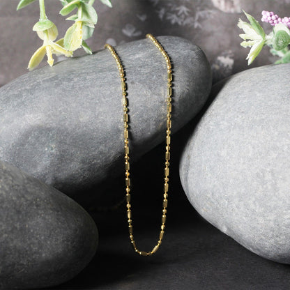 14k Yellow Gold Diamond-Cut Alternating Bead Chain 1.5mm