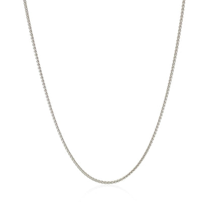 14k White Gold Round Wheat Chain 1.0mm