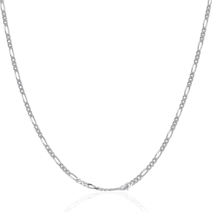 14k White Gold Solid Figaro Chain 1.9mm