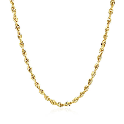 2.75mm 14k Yellow Gold Solid Diamond Cut Rope Chain