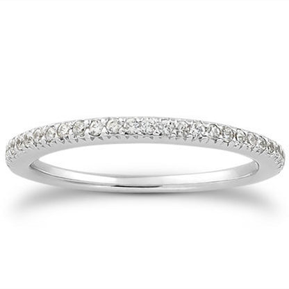 14k White Gold Fancy Engraved Pave Diamond Wedding Ring Band