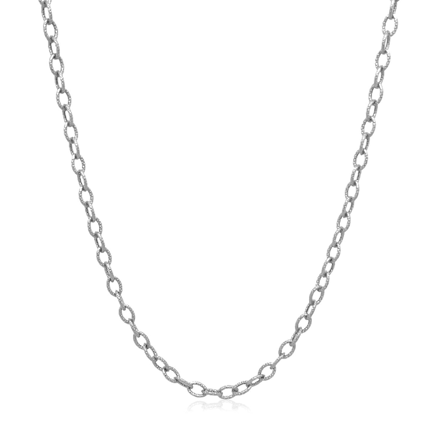 2.5mm 14k White Gold Pendant Chain with Textured Links