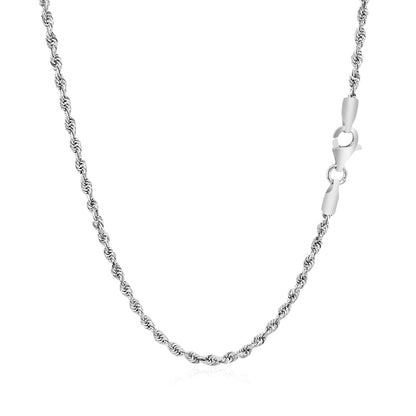 2.25mm 14k White Gold Solid Diamond Cut Rope Chain