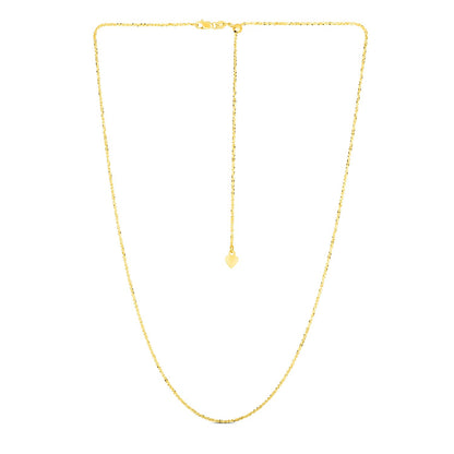 14k Yellow Gold Adjustable Sparkle Chain 1.5mm