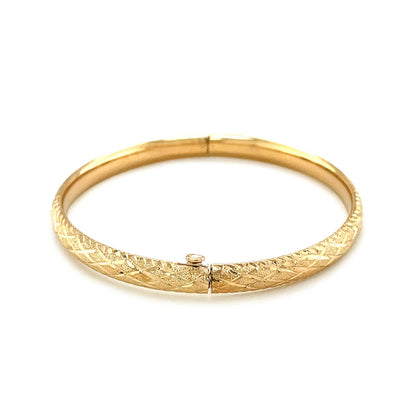 14k Yellow Gold Diamond Cut Design Dome Motif Children's Bangle