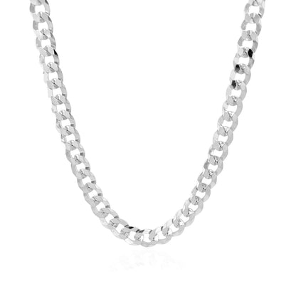 5.7mm 14k White Gold Solid Curb Chain