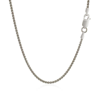 Sterling Silver Rhodium Plated Wheat Chain 1.3mm