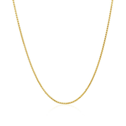 14k Yellow Gold Diamond Cut Round Wheat Chain 1.0mm