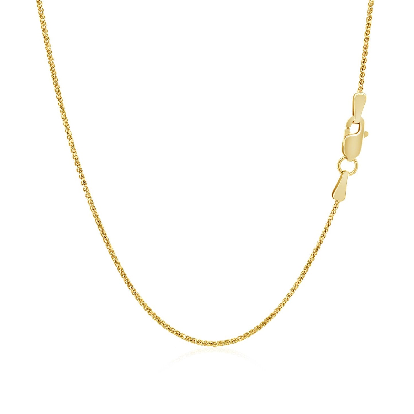 14k Yellow Gold Diamond Cut Round Wheat Chain 1.0mm