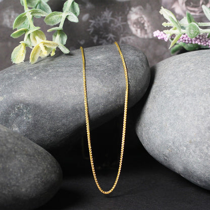 14k Yellow Gold Diamond Cut Round Wheat Chain 1.0mm