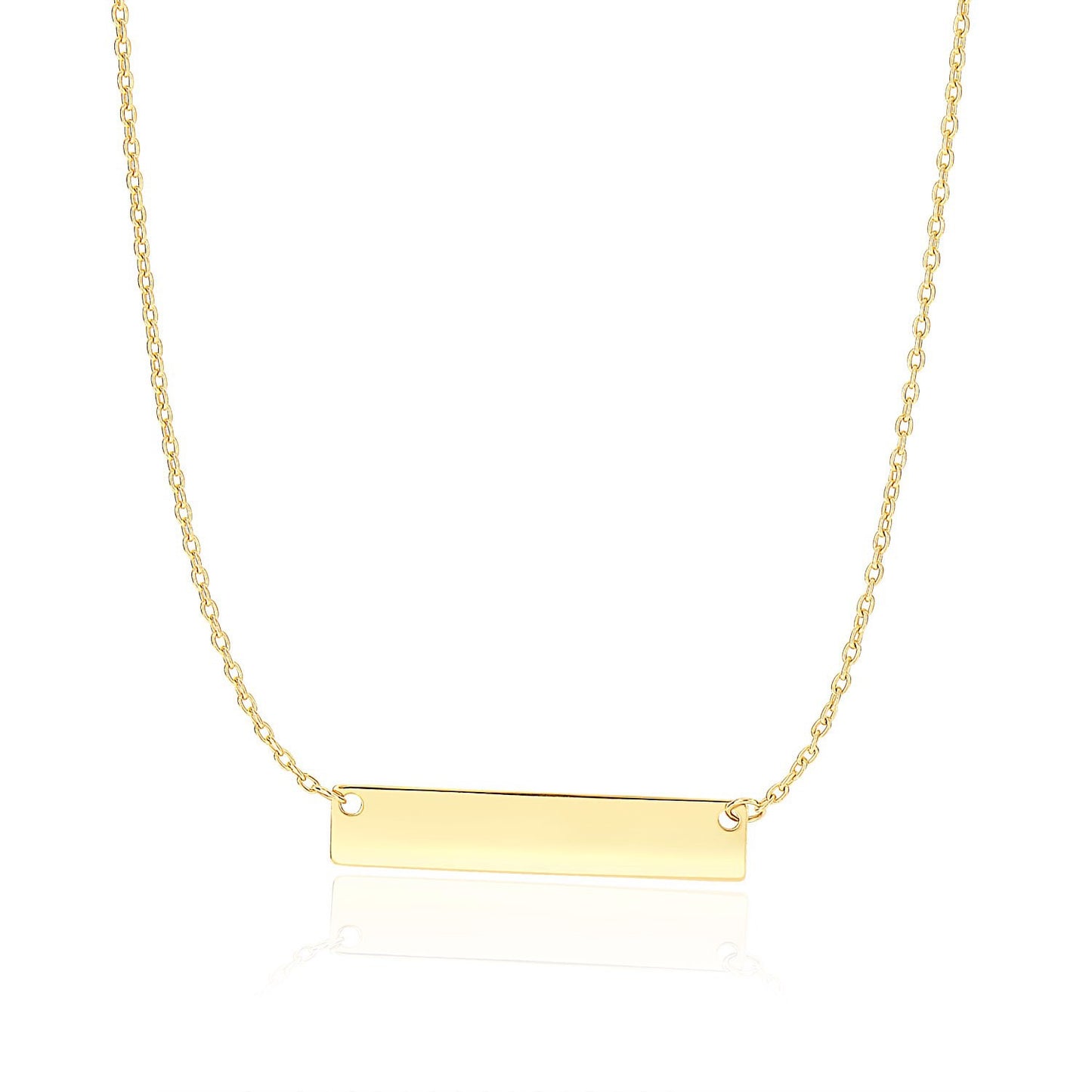 14k Yellow Gold Smooth Flat Horizontal Bar Style Necklace