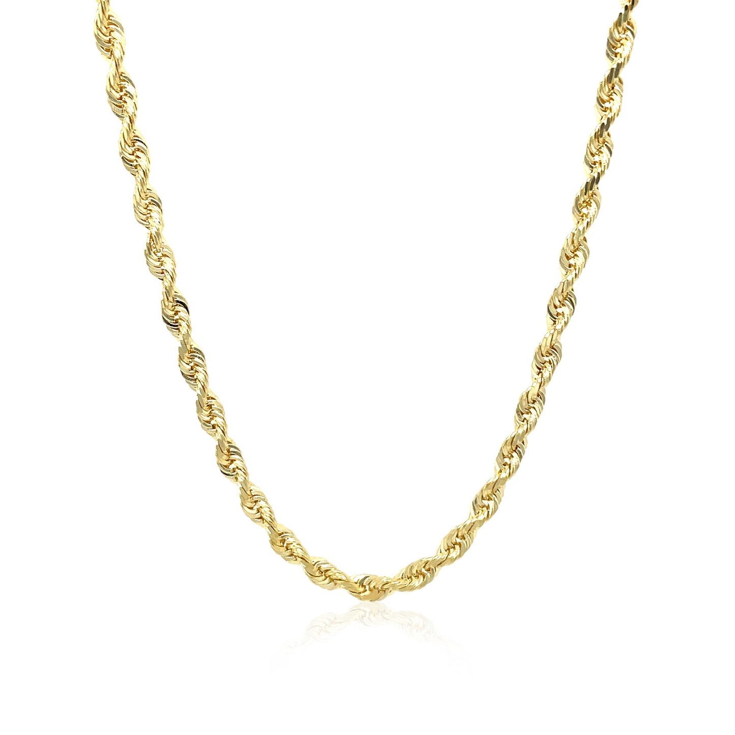 3.0mm 10k Yellow Gold Solid Diamond Cut Rope Chain