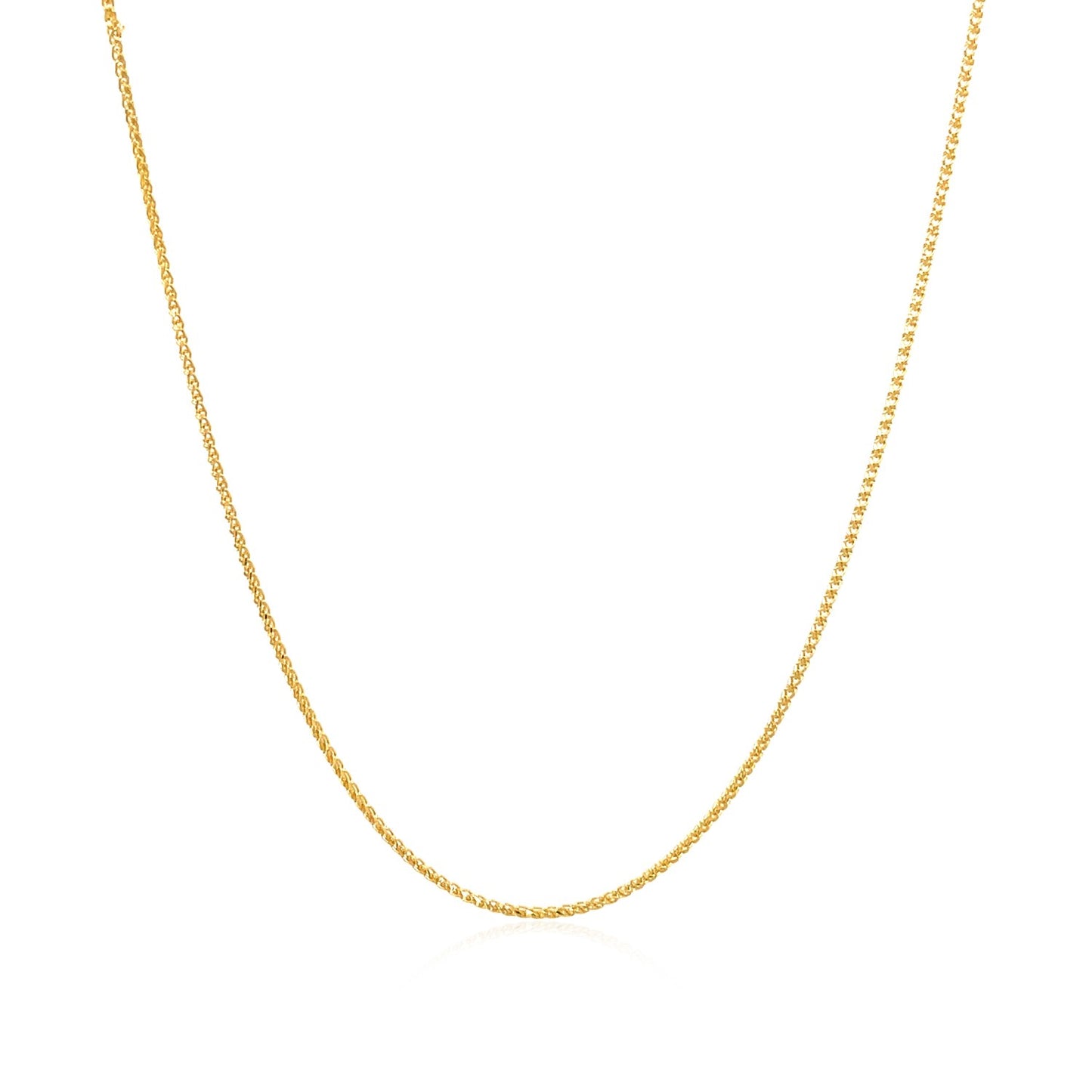 14k Yellow Gold Diamond Cut Round Wheat Chain 0.6mm