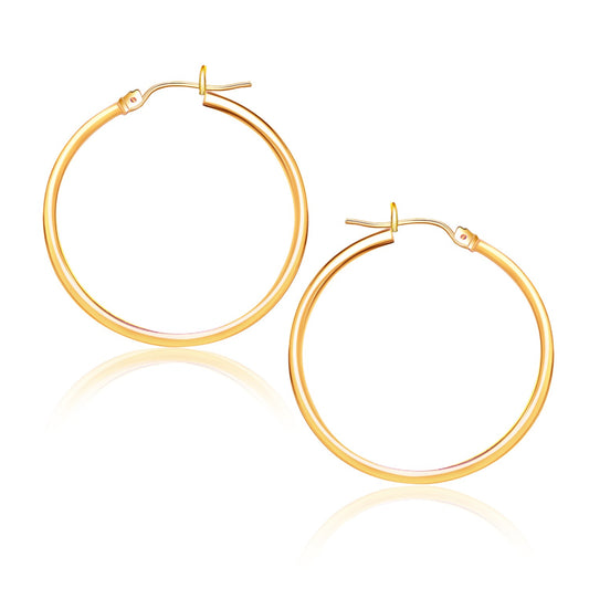 14k Yellow Gold Polished Hoop Earrings (25 mm)