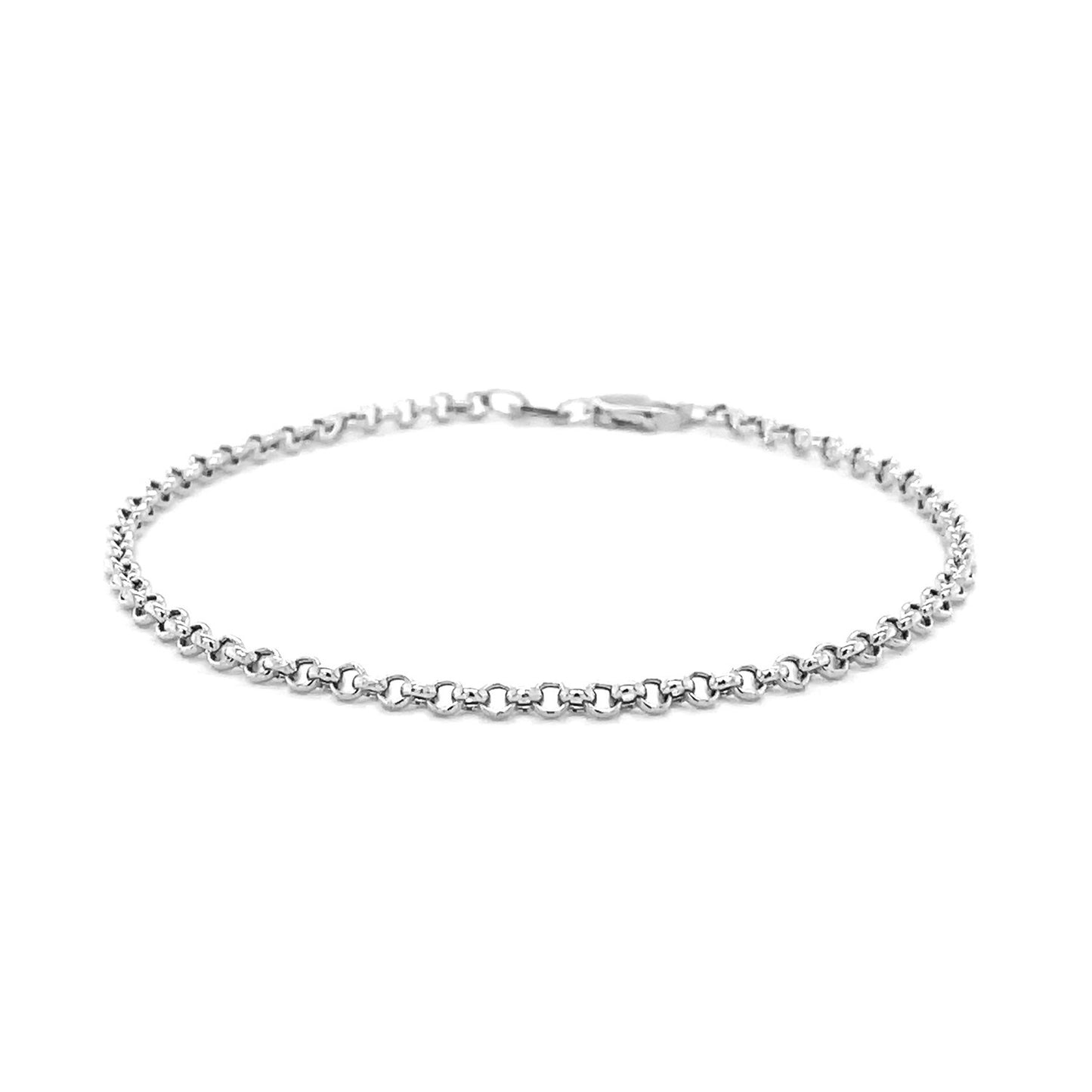 2.3mm 14k White Gold Rolo Bracelet