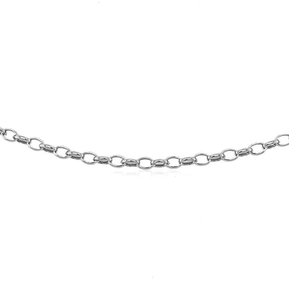 3.2mm 14k White Gold Oval Rolo Bracelet