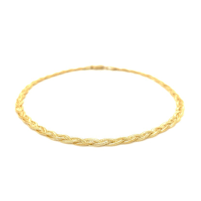 3.5mm 14k Yellow Braided Foxtail Anklet