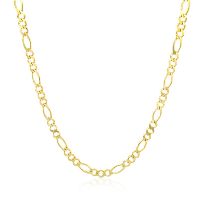 2.8mm 14k Yellow Gold Solid Figaro Chain