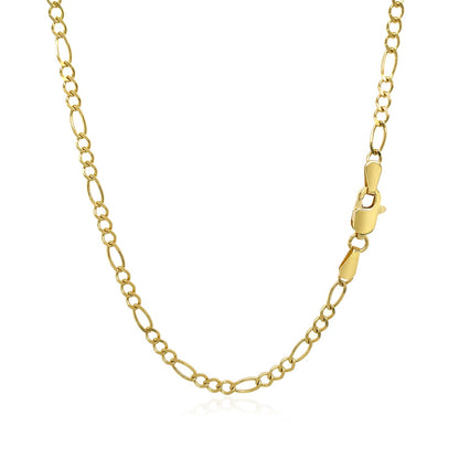 3.0mm 10k Yellow Gold Solid Figaro Chain