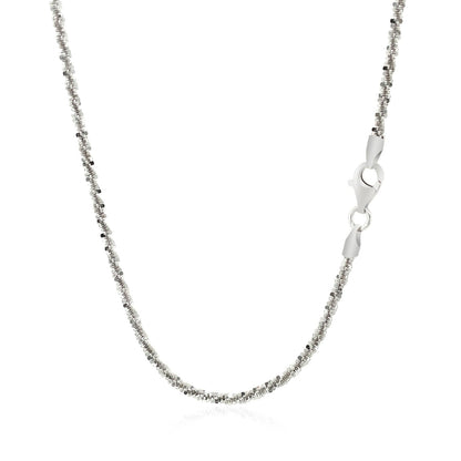 Rhodium Plated 2.2mm Sterling Silver Sparkle Style Chain