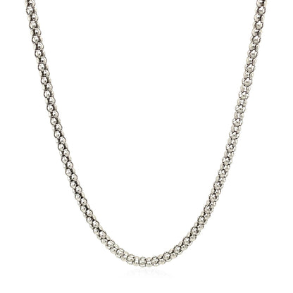 Rhodium Plated 2.5mm Sterling Silver Popcorn Style Chain