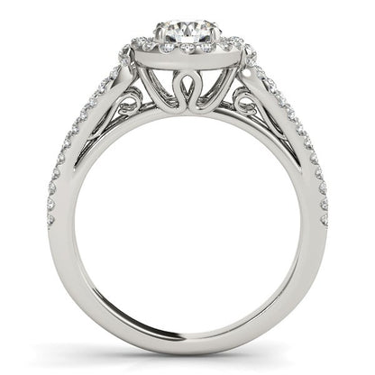 14k White Gold Diamond Engagement Ring with Teardrop Split Shank (7/8 cttw)