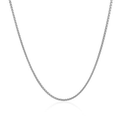 14k White Gold Round Wheat Chain 1.2mm