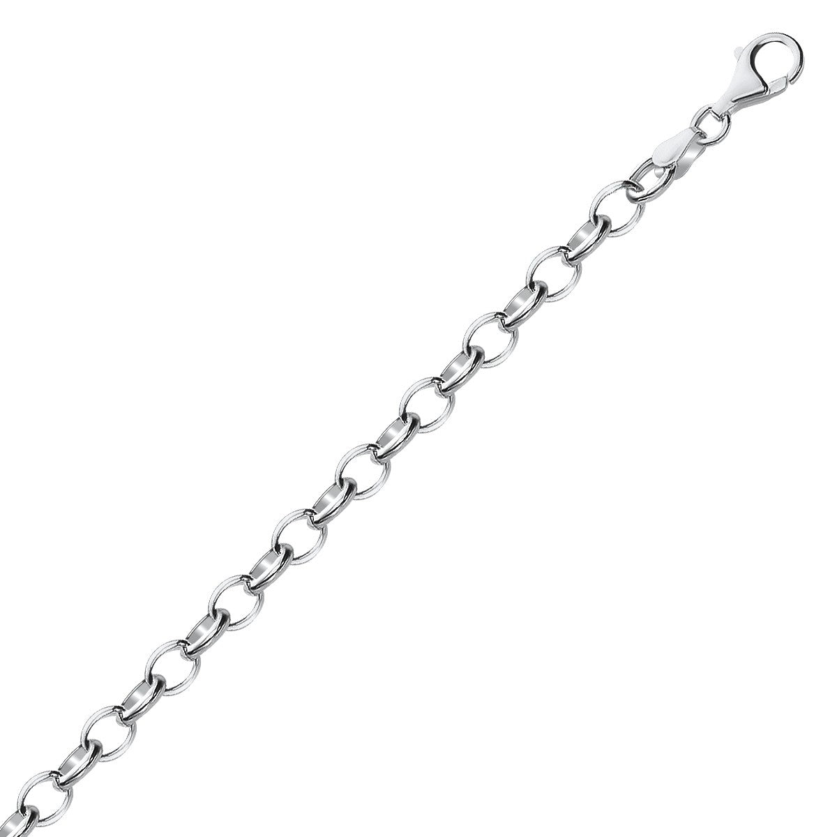 Sterling Silver Polished Charm Bracelet with Rhodium Plating