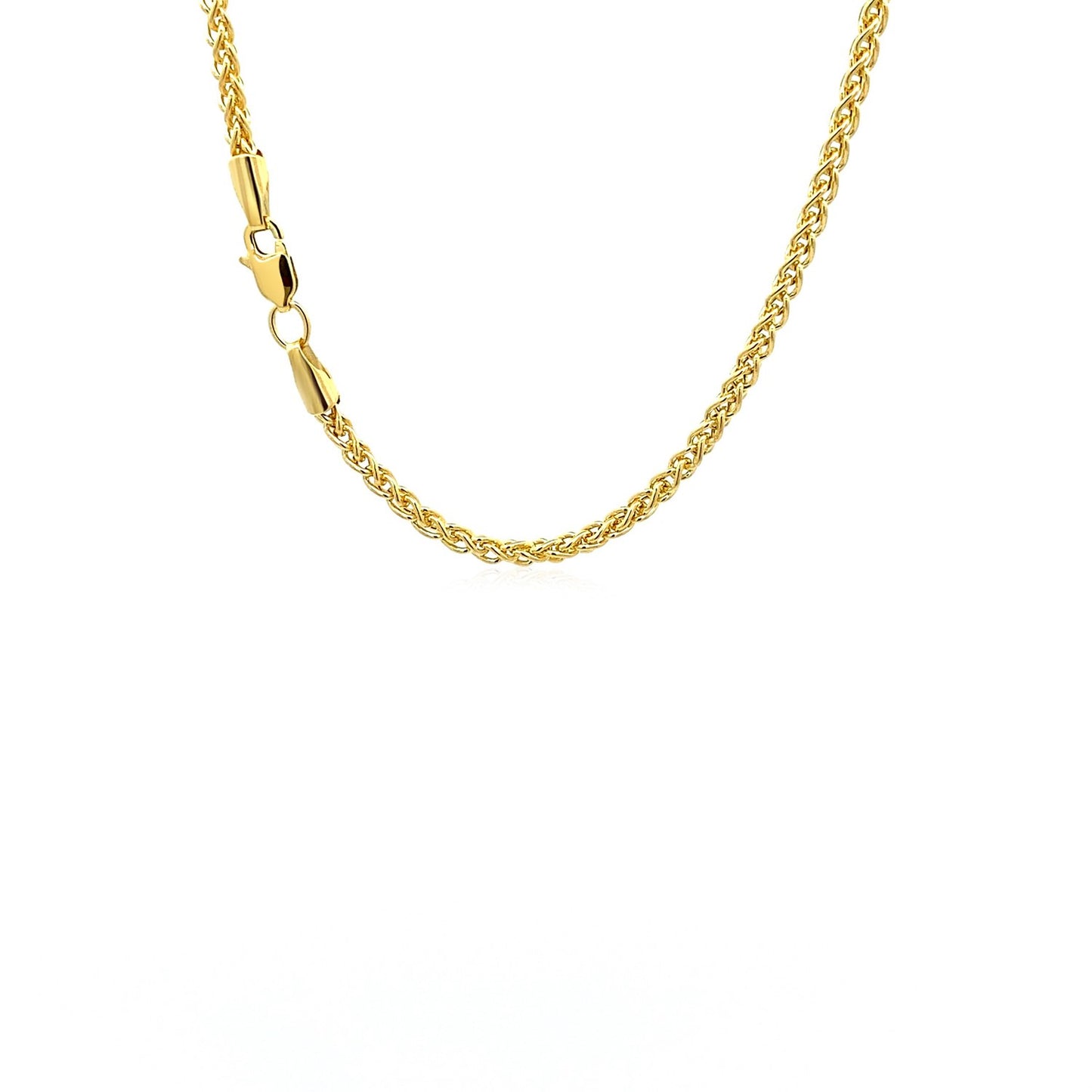 14k Yellow Gold 2.4mm Light Weight Wheat Chain