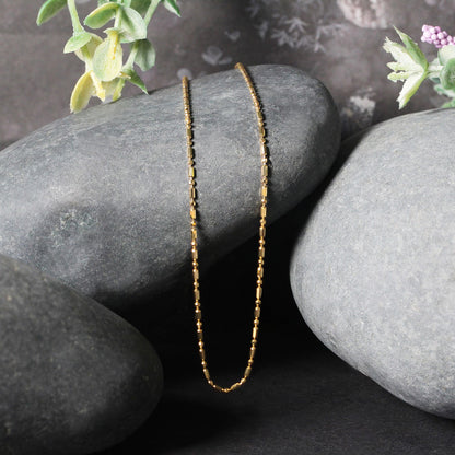 14k Yellow Gold Diamond-Cut Alternating Bead Chain 1.2mm