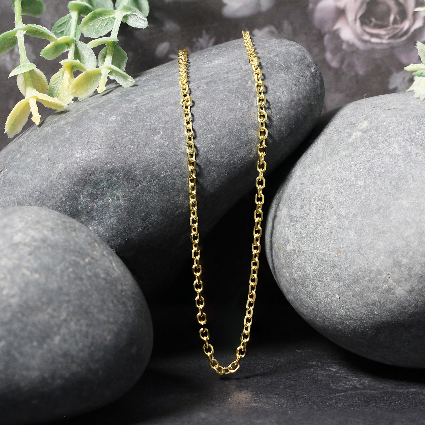 2.3mm 14k Yellow Gold Diamond Cut Cable Link Chain