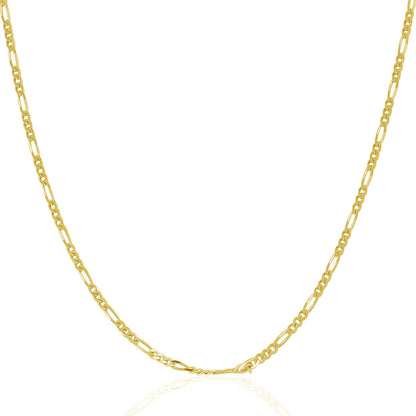 14k Yellow Gold Solid Figaro Chain 1.9mm