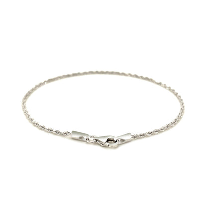 14k White Gold Solid Diamond Cut Rope Bracelet 1.5mm